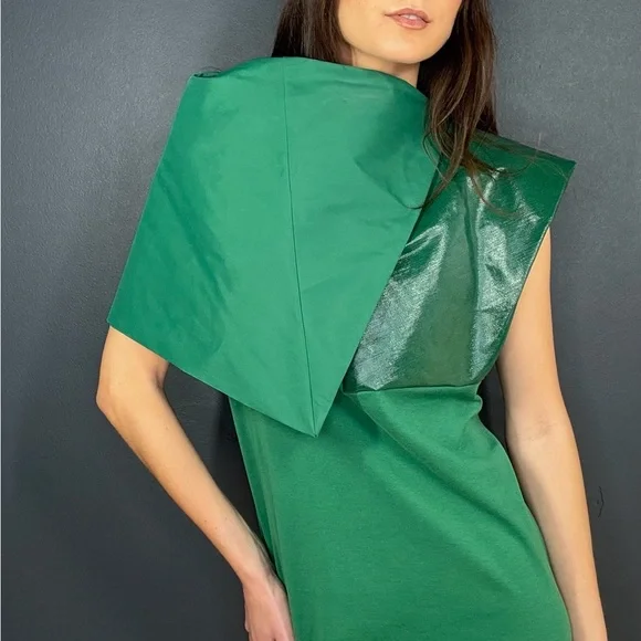 Rick Owens Green Asymmetrical Sheath Cocktail Dress - Picture 3 of 10